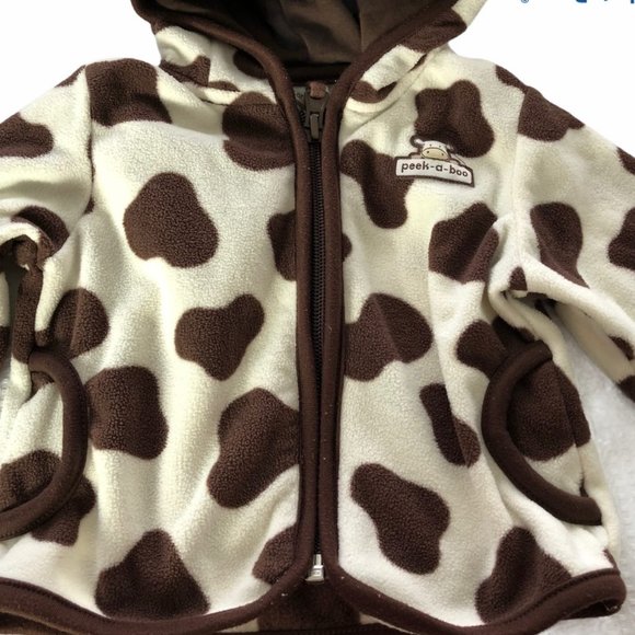 Carter's Size 9 Month Cow Peek-A-Boo Hooded Jacket - Picture 2 of 7